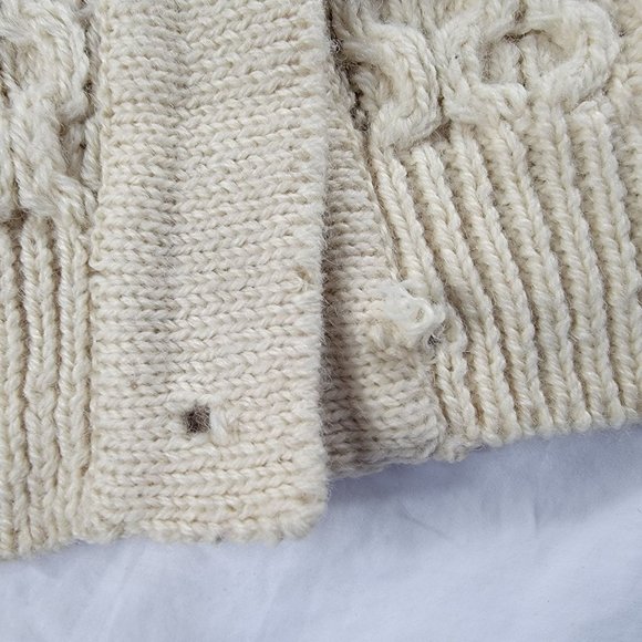 Cladyknit Ireland All Pure Wool Beige Womens Large Cardigan Sweater Warm Casual - Picture 5 of 11